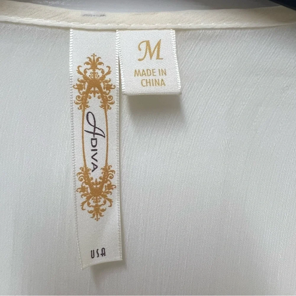 Adiva Sheer Cream Lace Blouse with Camisole Size Large - Picture 4 of 6